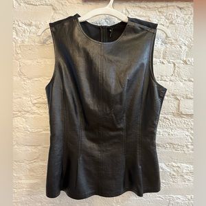 Black leather sleeveless top from Theory, size 6.